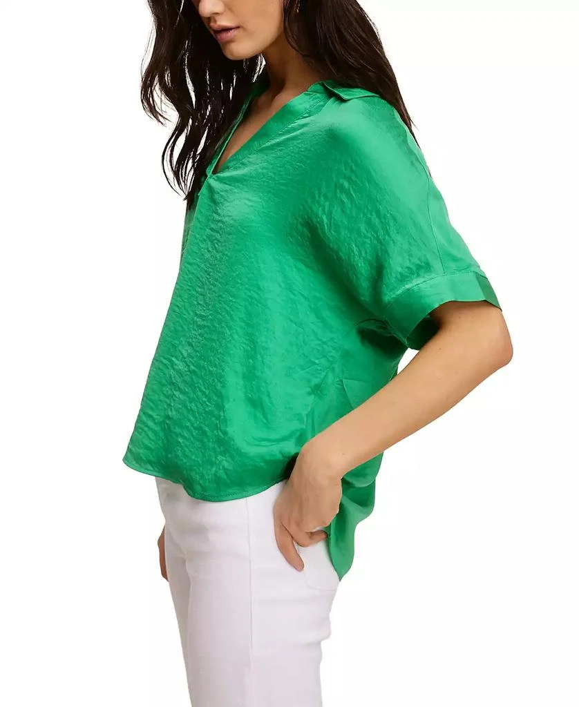 John Paul Richard Solid Washer Woven Split Neck Top 3