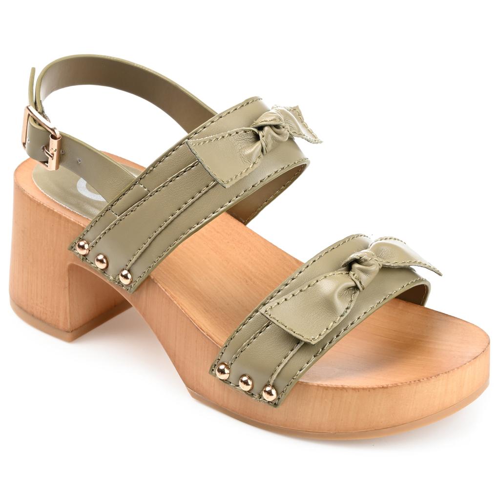 JOURNEE Womens Tia Double Bow Accent Clog Sandals