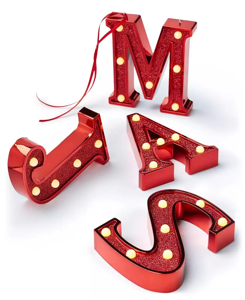 Ganz Light Up Initial Red Glitter Ornament - C 3