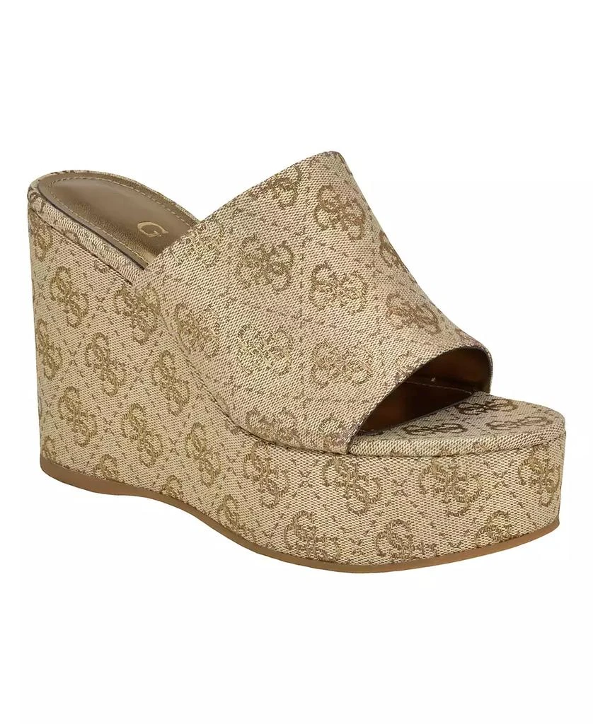 GUESS Women's Yenise Single Band Slide Platform Wedge Sandals 1