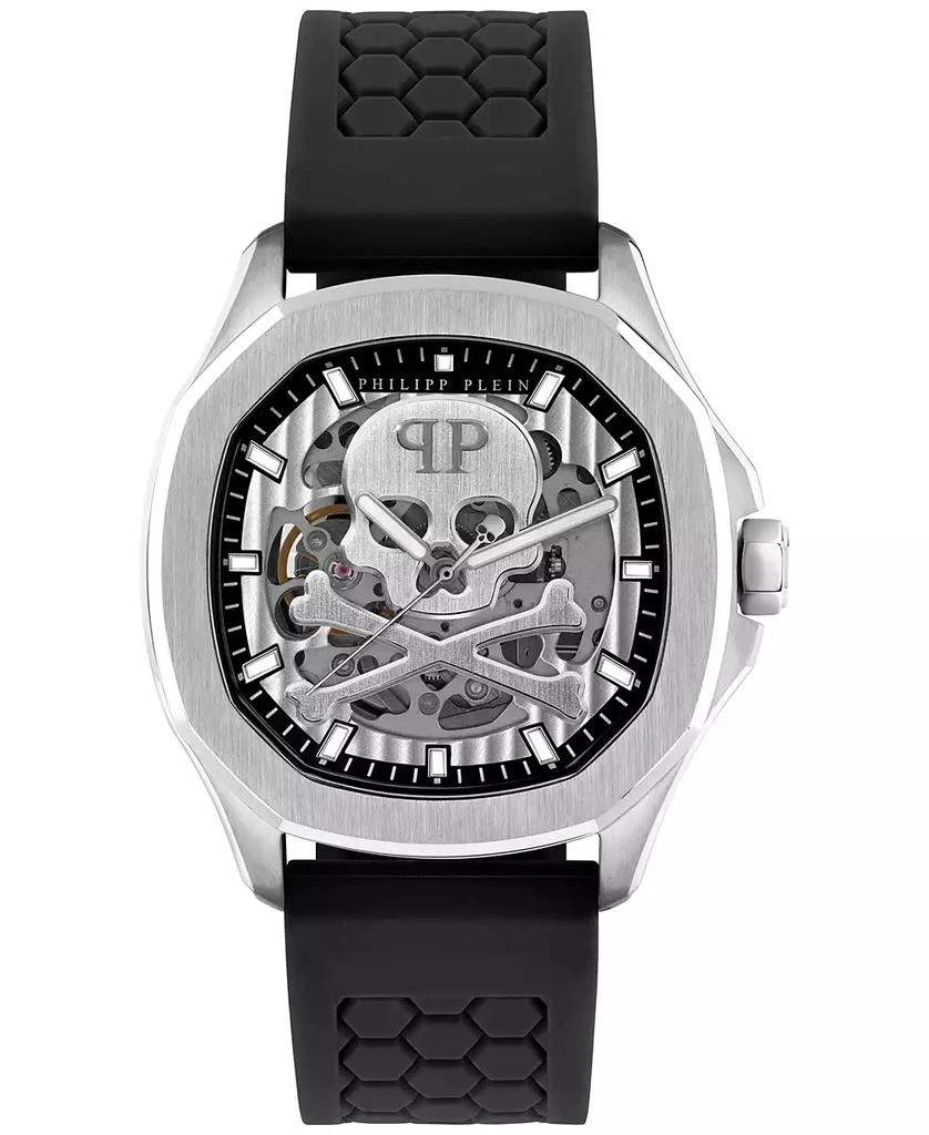 Philipp Plein Men's Automatic Skeleton Spectre Black Silicone Strap Watch 42mm 1