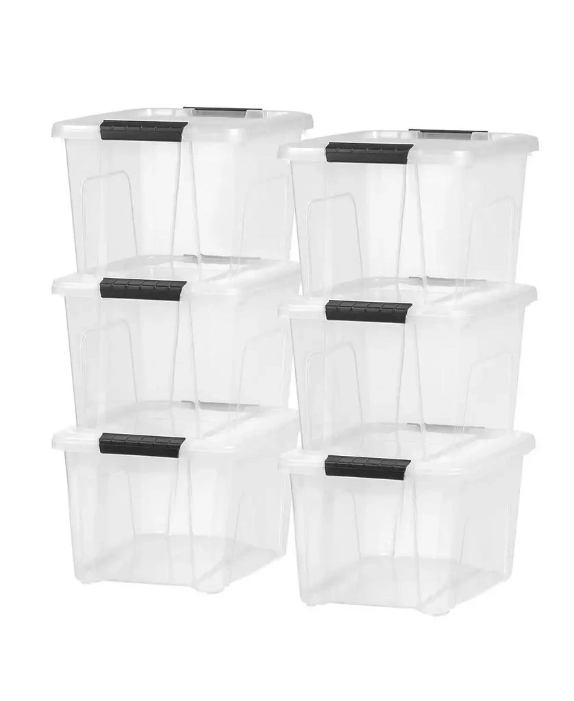 IRIS USA 6 Pack 19qt Clear View Plastic Storage Bin with Lid and Secure Latching Buckles