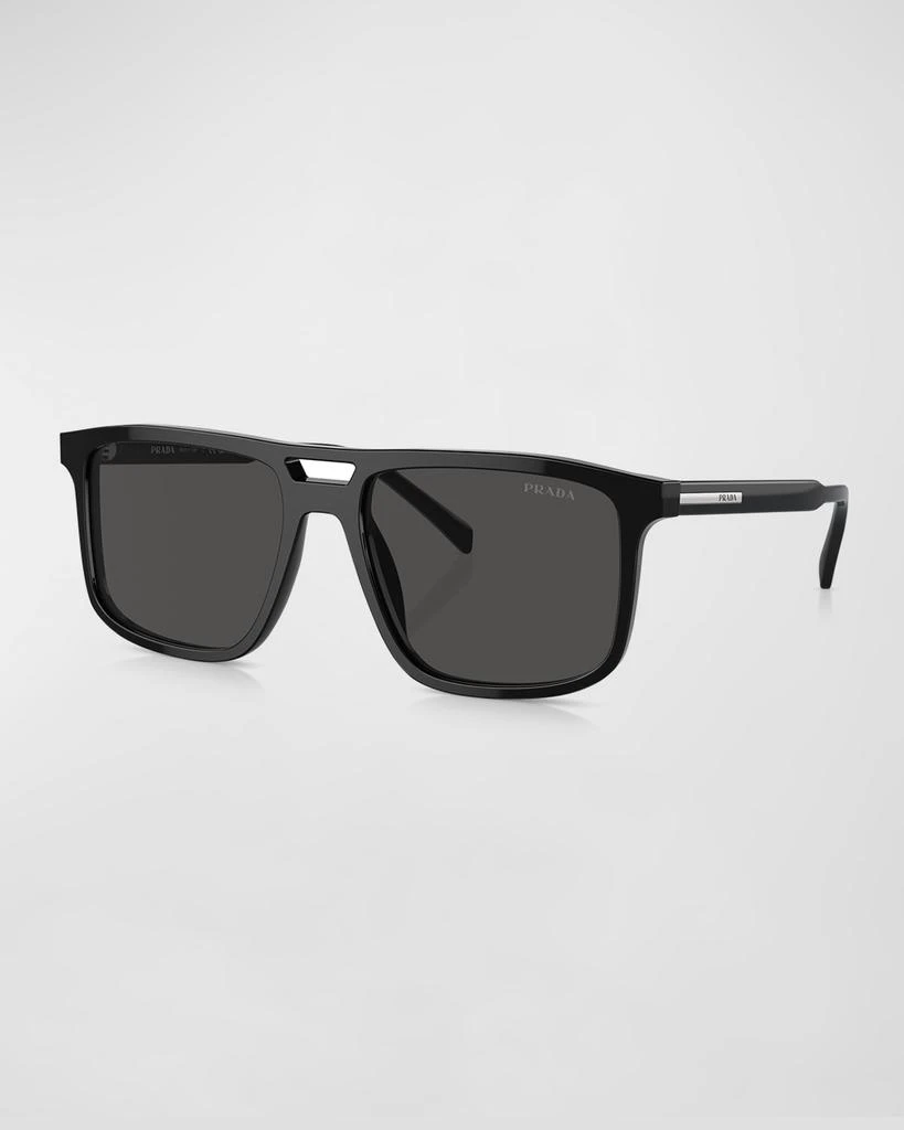 Prada Men's Double-Bridge Acetate Rectangle Sunglasses 1