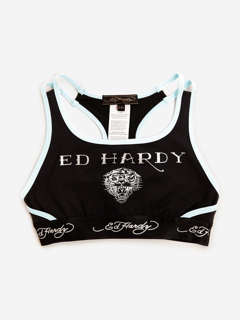 ED Hardy Girls Sports Crop Top in Black