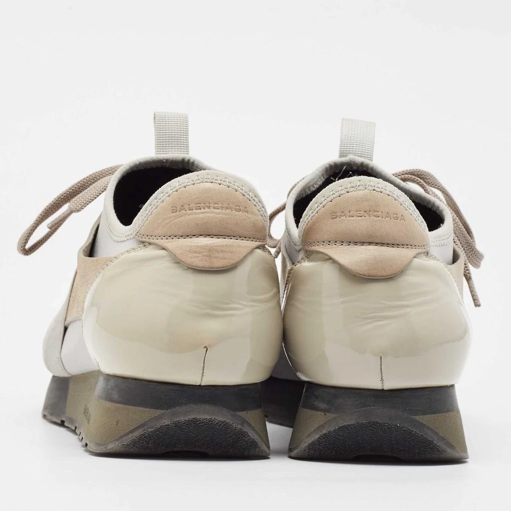 Balenciaga Balenciaga Grey/Beige Knit Fabric and Leather Race Runner Lace Up Sneakers Size 41 5