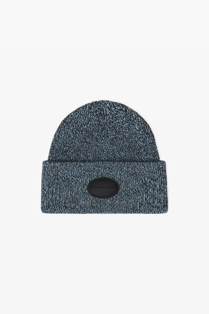 Alexander Wang dome logo beanie in ribbed wool stretch 1