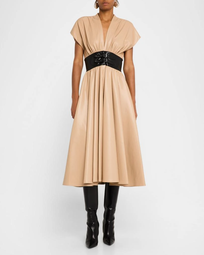 Alexis Viktoria Vegan Leather Midi Dress 2