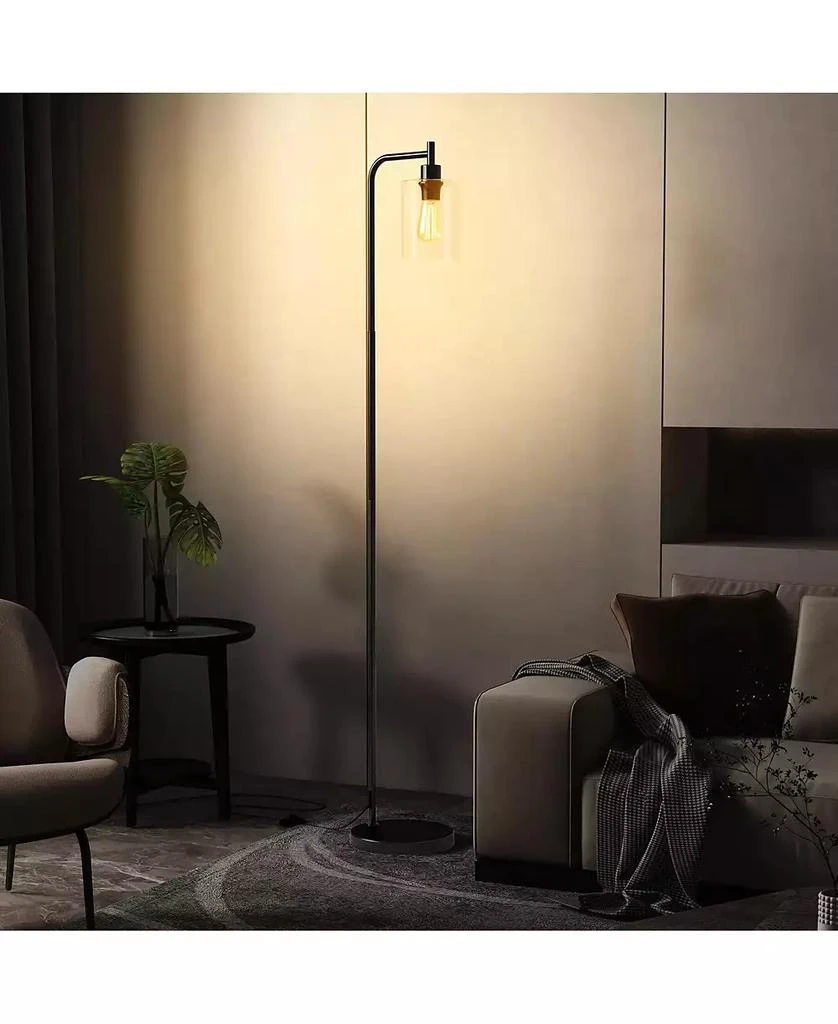 Slickblue Modern Floor Lamp with Hanging Glass Shade and Foot Switch for Living Room 4