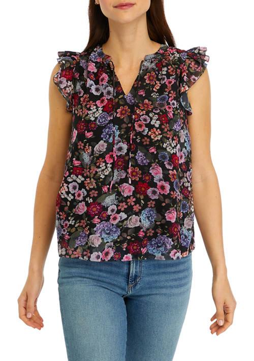 WEB限定カラー Ruffle Printed Floral Womens philosophy Top Shirts - トップス