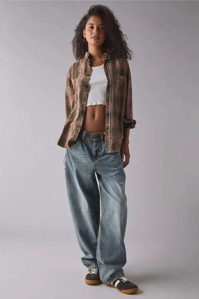 Vintage & ReMADE by UO ReMADE By UO Acid Washed Oversized Flannel Shirt 1