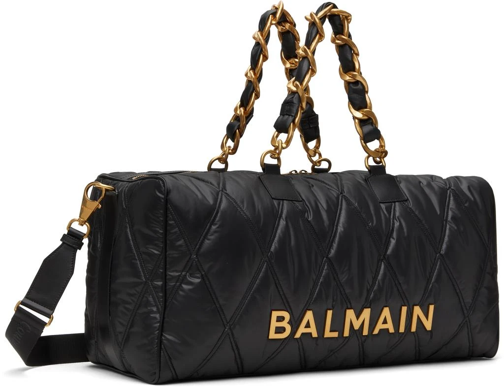 Balmain Black Quilted Nylon Diamond Travel Duffle Bag 2