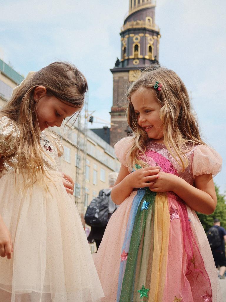 Konges Slojd Girls Starla Puff Sleeve Dress in Gold