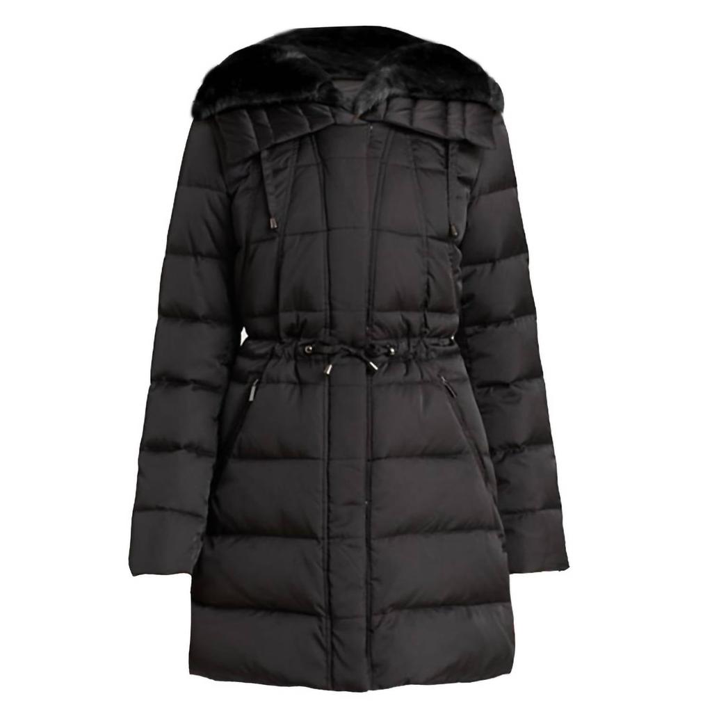 Laundry by Shelli Segal WOMEN'S QUILTED FAUX FUR PUFFER JACKET COAT