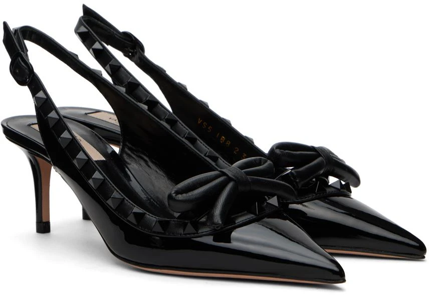 Valentino Black Rockstud Bow Slingback Heels 4