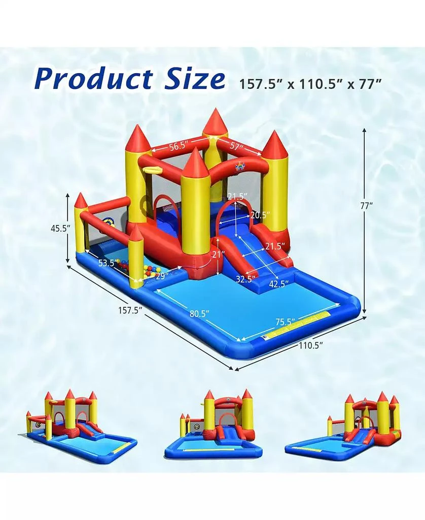 Slickblue Inflatable Water Slide Castle Kids Bounce House with 480W Blower 5