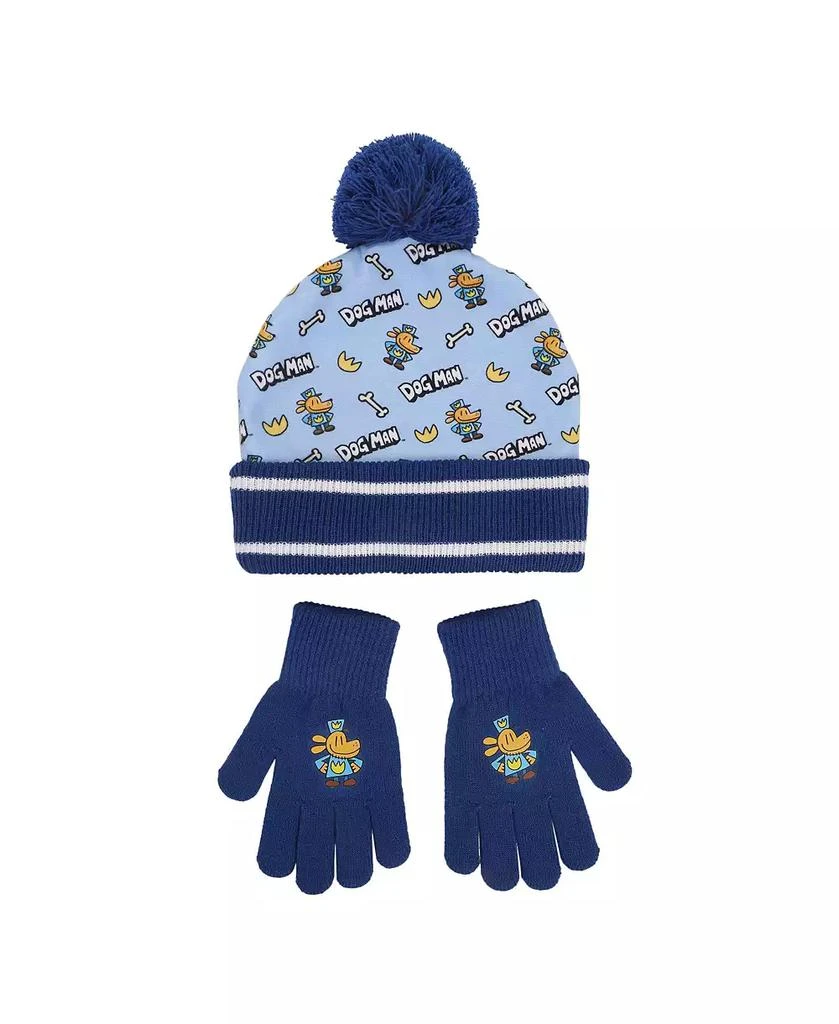 Dog Man Boys All-Over Character Print Youth 2-Piece Knit Beanie
Gloves Set
