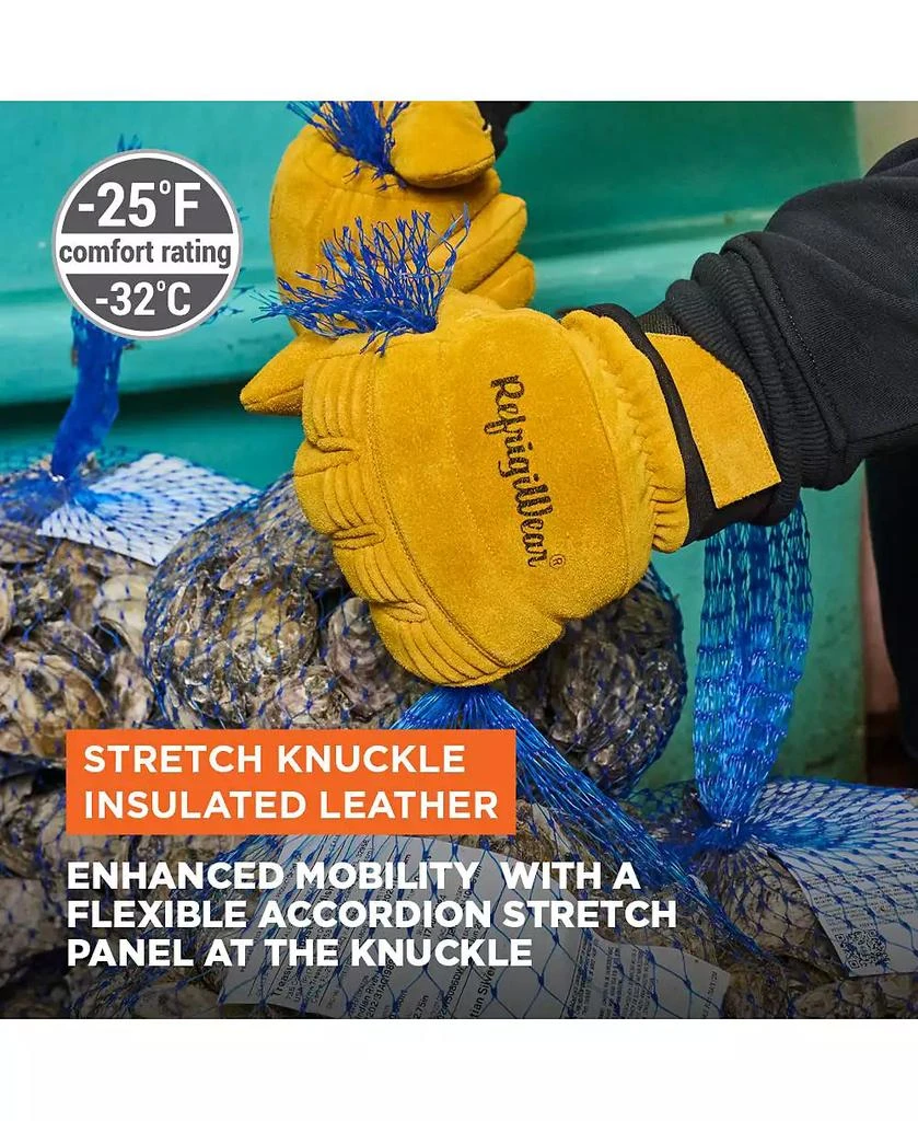 RefrigiWear Men's Stretch Knuckle Insulated Leather Gloves - Extreme Cold Protection, Flexible & Durable Work Gloves 2