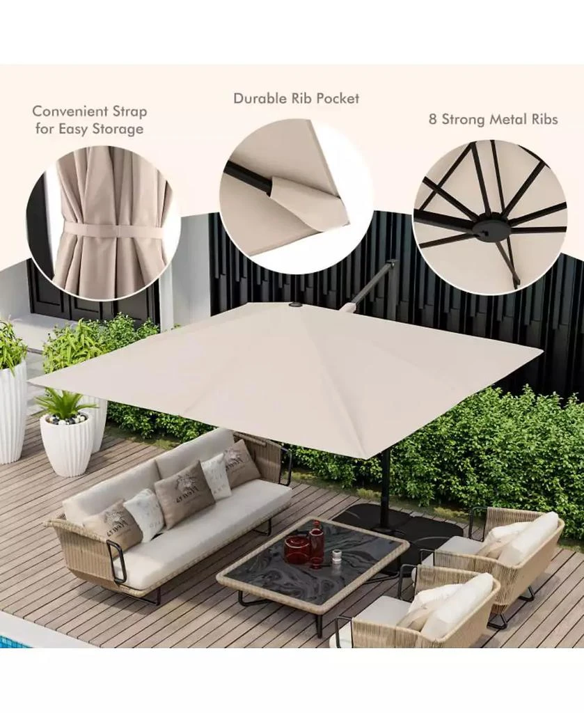 Mondawe 9.5 Feet Square Patio Cantilever Umbrella with 360Â° Rotation 7