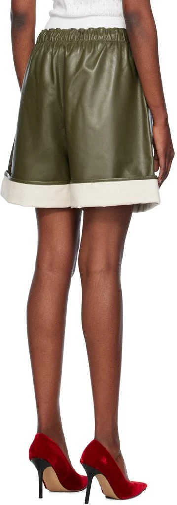 JW Anderson Green Contrast Hem Leather Shorts 3
