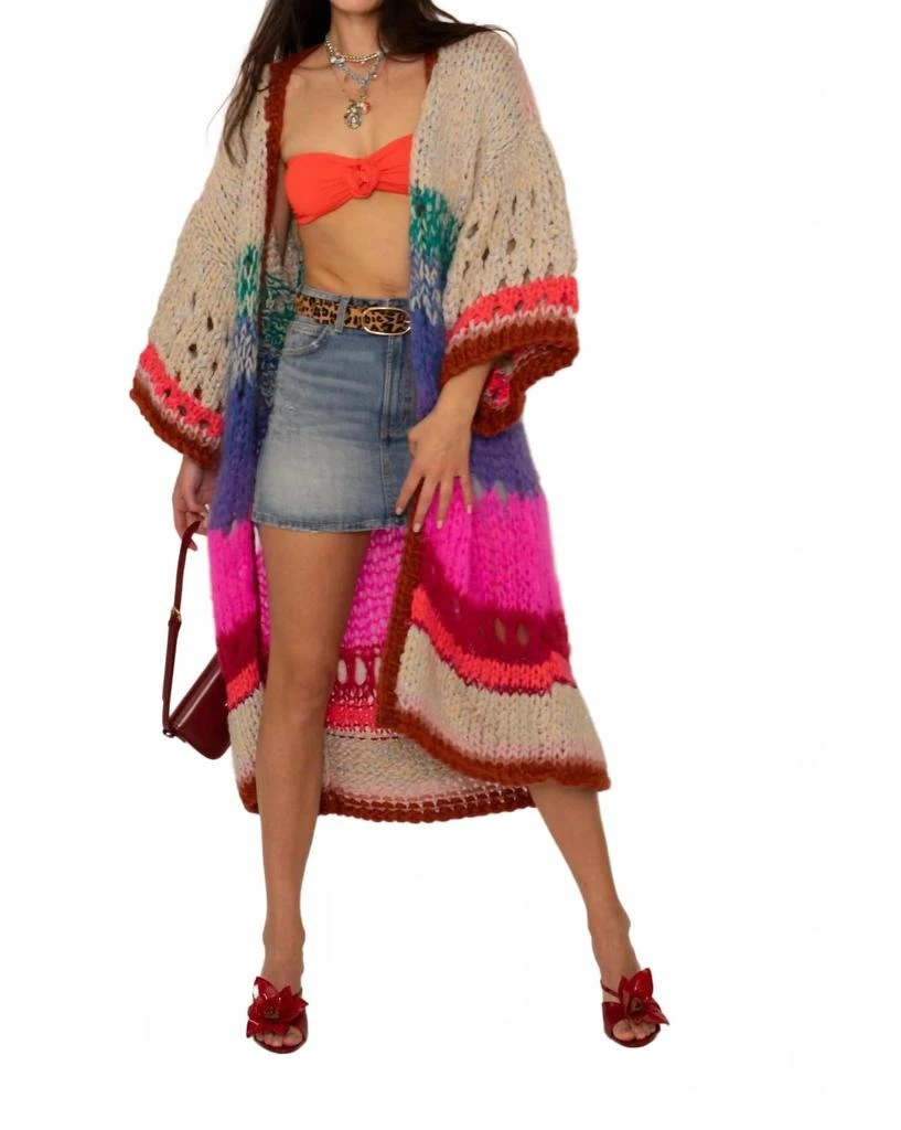 Kitty van Coesant Jace Cardigan In Beige/multi