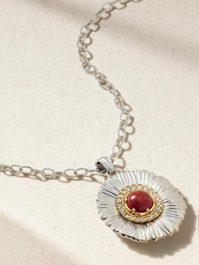 Buccellati Blossom 纯银、碧玉、钻石、镀金项链 1
