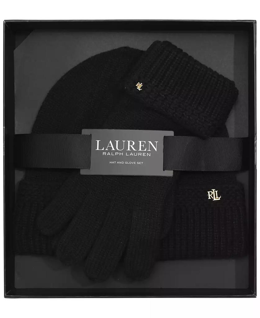 Ralph Lauren Racking Stitch Knit Beanie and Glove Giftset