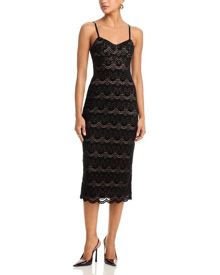 pierre long sleeve lace maxi dress navy Long Sleeve Lace Trim Maxi Dress – Boutique Darling main image 1