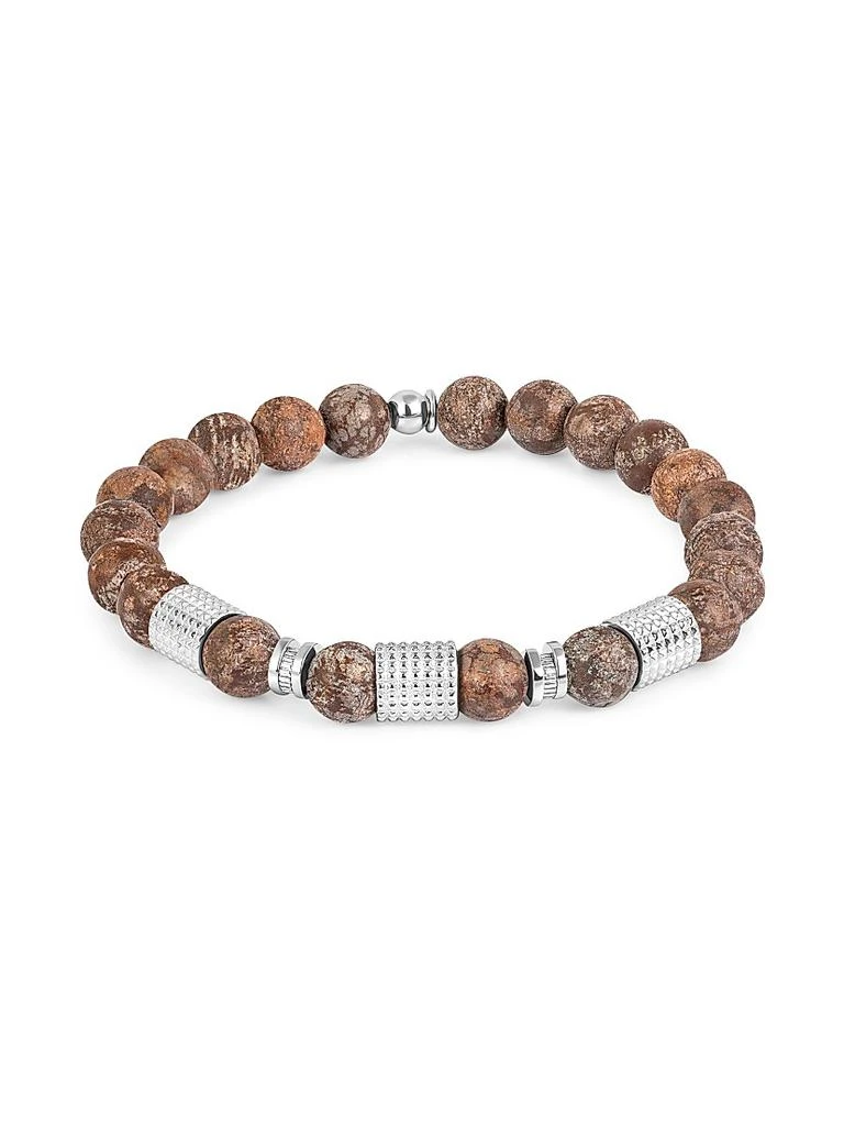 Tateossian Giza Tubo Snowflake Obsidian 
Sterling Silver Bead Bracelet