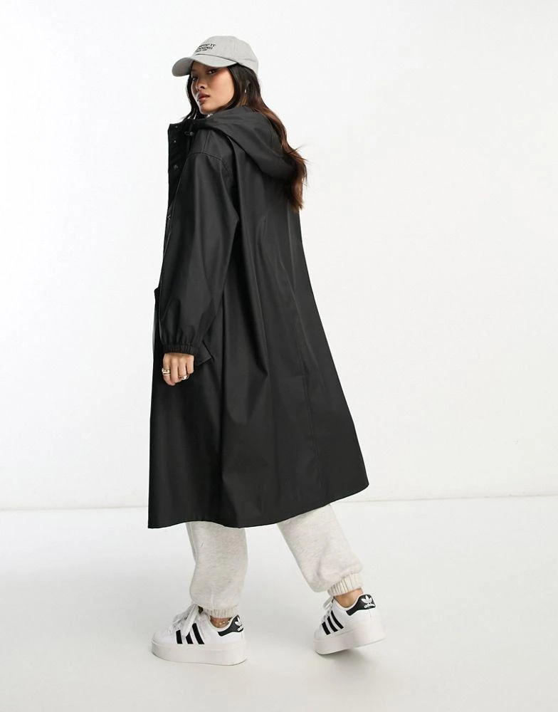 ASOS Petite ASOS DESIGN Petite rubberised rain parka coat in black 3