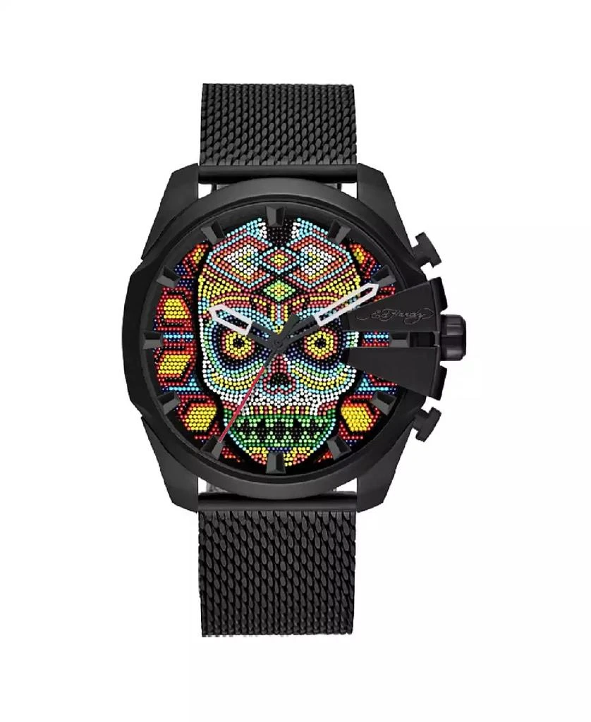 Ed Hardy Men's Matte Black Mesh Bracelet Watch 1