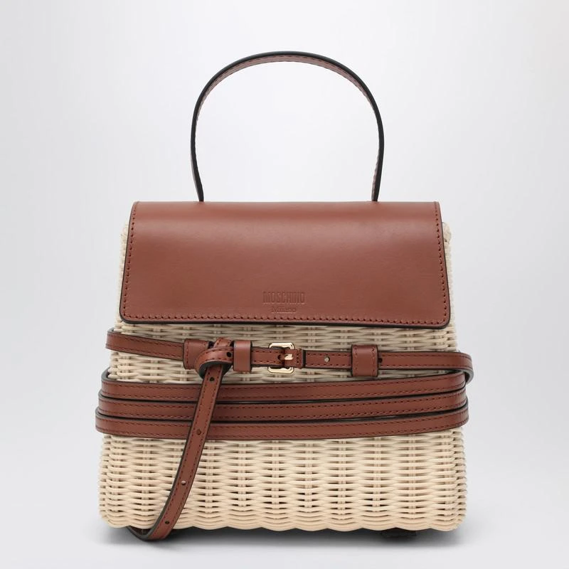 Moschino Tie Mie Bag in raffia and leather 1