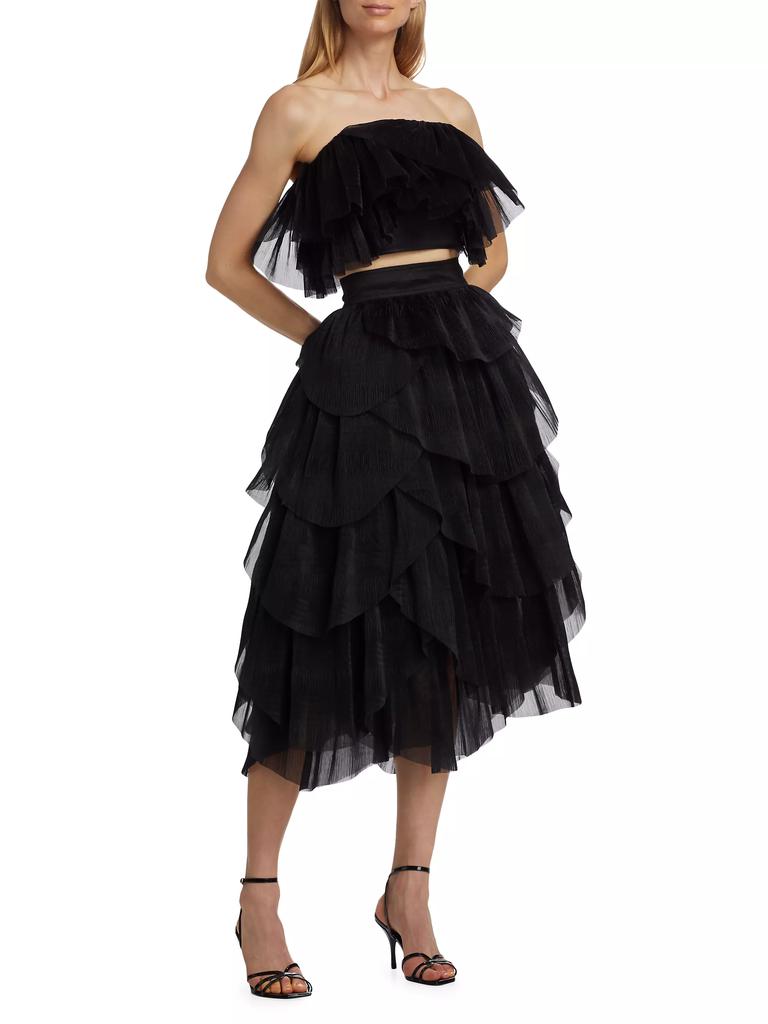 Aje Elsie Tulle Pleated Bustier Top