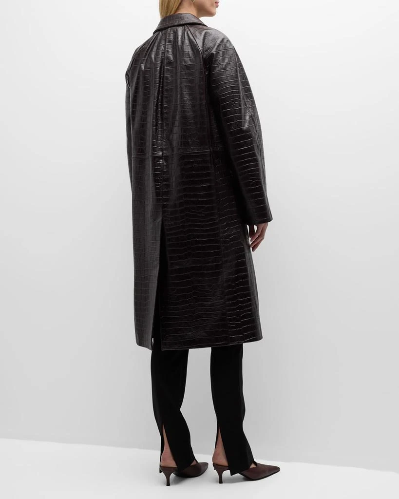 Totême Raglan-Sleeve Croc-Embossed Leather Midi Coat 5