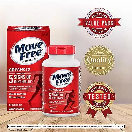 Move Free Move Free Advanced Glucosamine Joint Health Support Supplement Tablets, 200 ct. 6