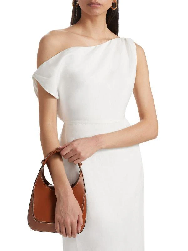 If Only Studio One Shoulder Linen-Blend Midi-Dress 4