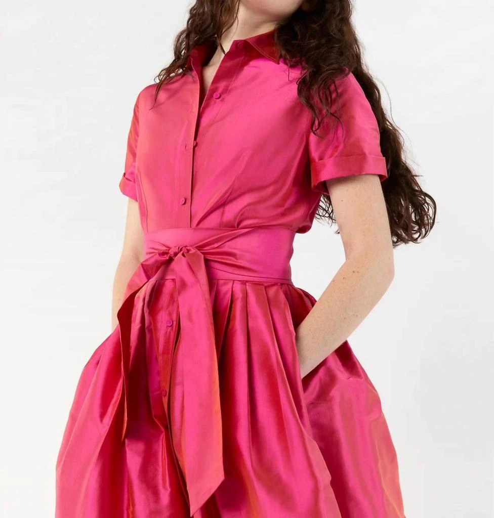 chinese dress ladies Short-Sleeved Classic Shirtwaist Maxi Dress in Atlantic Blue Sahara Li