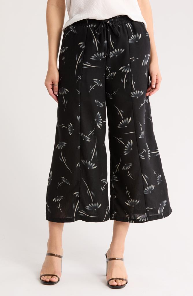 DR2 by Daniel Rainn Floral Crop Wide Leg Pull-On Pants