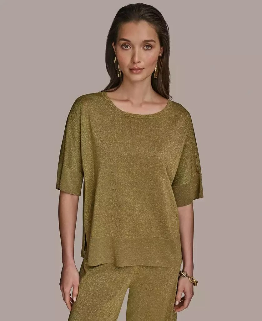 Donna Karan Women's Elbow-Sleeve Metallic Sweater 1