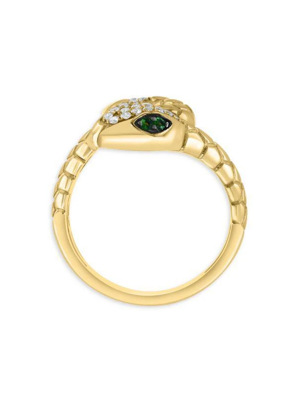 Effy 14K Yellow Gold, Tsavorite & 0.22 TCW Diamond Snake Ring 2