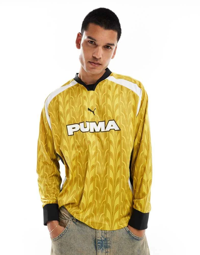 Puma Puma long sleeve football jersey in yellow 1