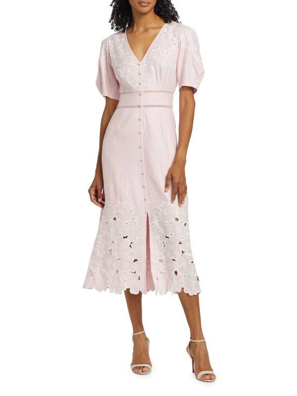 chinese dress ladies Tahari ASL Plus Linen-Blend Midi Dress, Orange / Plus 16W (1x)