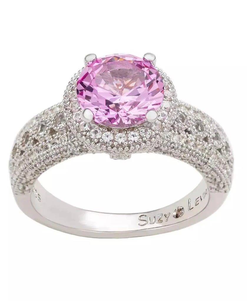 Suzy Levian New York Suzy Levian Sterling Silver Sapphire 
Created White Sapphire Round-Cut Ring 2