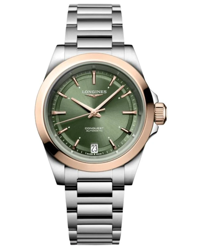 Longines Longines Conquest Automatic Green Dial 18K Rose Gold Plated Bezel Steel Women's Watch L3.430.5.02.6 1
