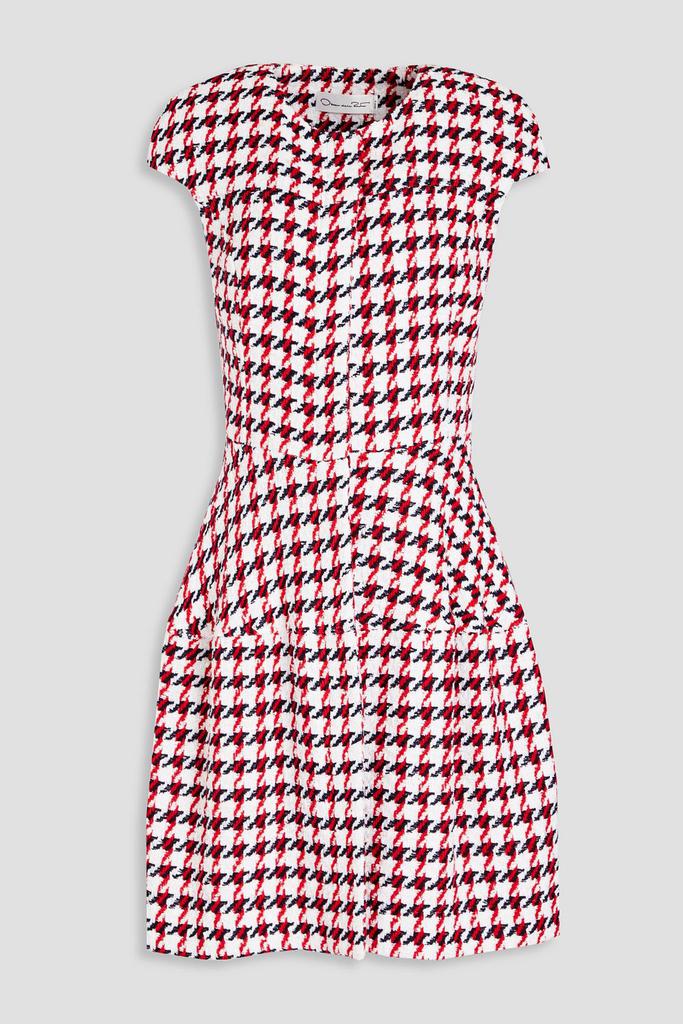 Oscar de la Renta Houndstooth cotton-blend bouclé-tweed dress