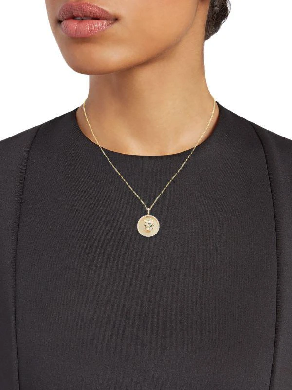 Effy 14K Yellow Gold, Diamond & Emerald Panther Pendant Necklace 2