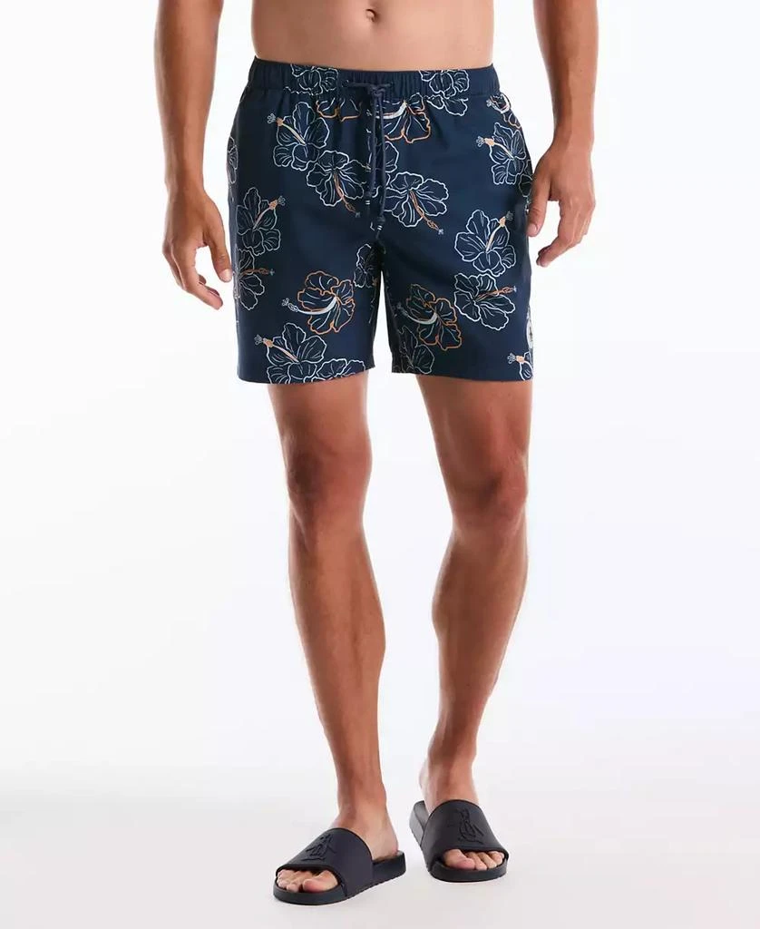 Original Penguin Men
s Hibiscus Flower Print Swim Trunks