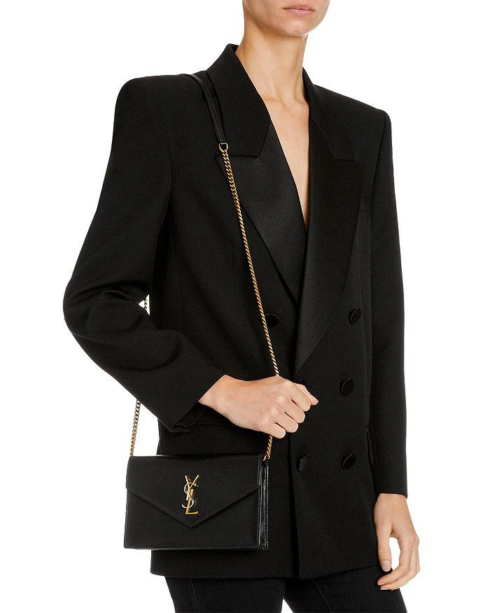 Yves Saint Laurent Cassandre Envelope Chain Wallet in Grain De Poudre Leather 2