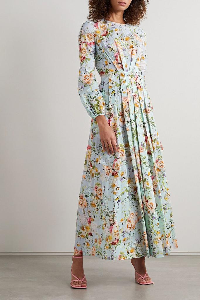 ADAM LIPPES Pleated floral-print cotton-voile maxi dress