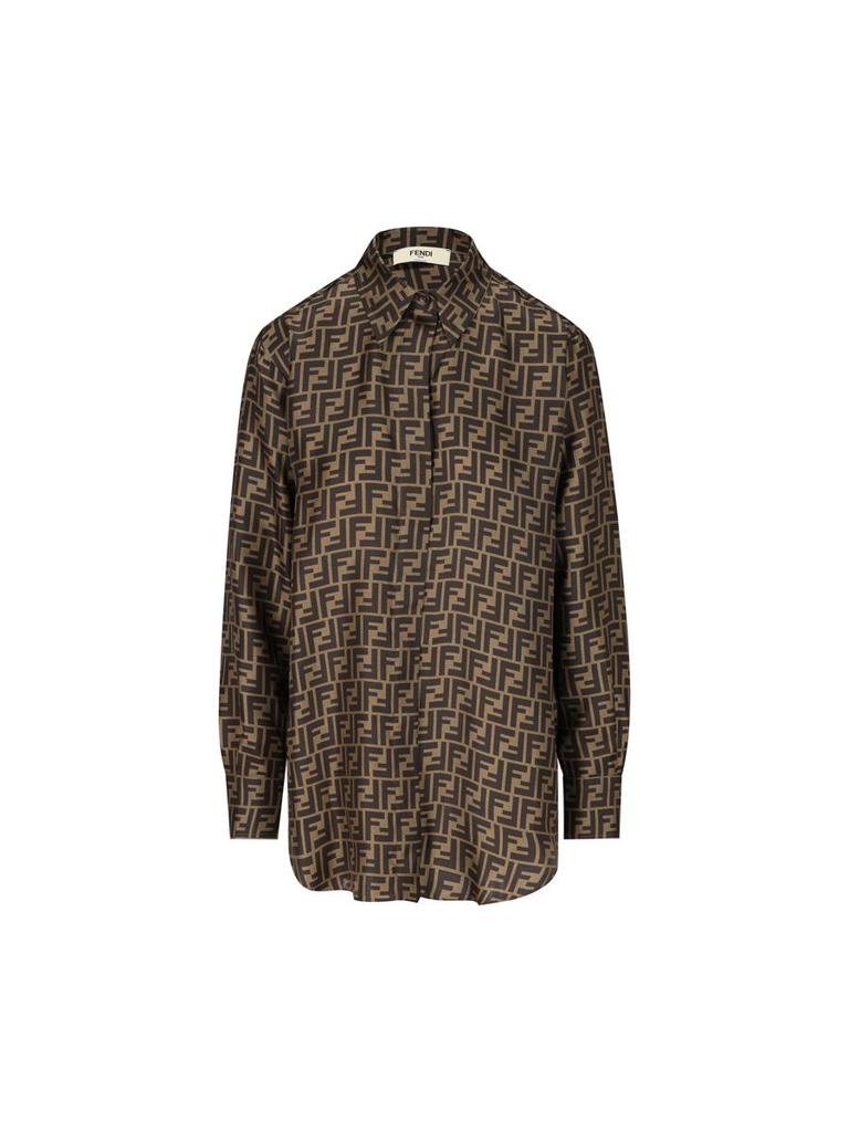 Shop Fendi All-Over FF Jacquard Long-Sleeved Shirt on Sale
