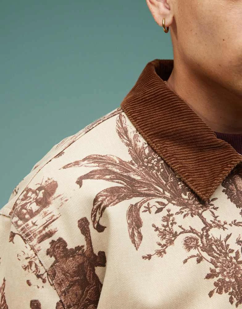 ASOS ASOS DESIGN oversized jacquard harrington jacket in stone 3